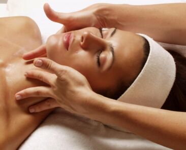 woman getting facial at a spa in Guelph, Ontario